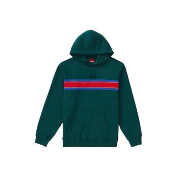 Supreme Chest Stripe Logo Hooded Sweatshirts Green | AU280IS