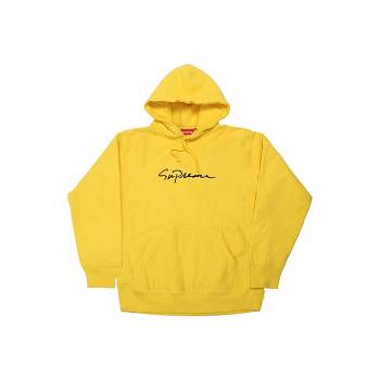 Supreme Classic Script Hooded Sweatshirts Yellow | AU279UT