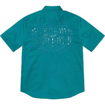 Supreme Croc Patch S/S Work Shirts Aqua | AU395LH