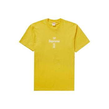 Supreme Cross Box Logo T Shirts Yellow | AU209GL