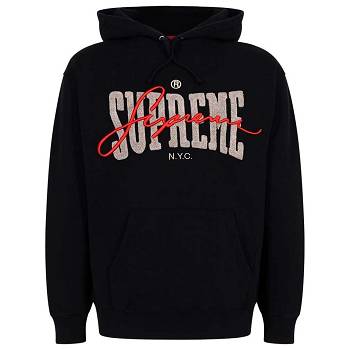 Supreme Embroide Chenilles Hoodie Black | AU531NB
