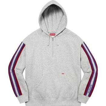 Supreme Half Zip Hooded Sweatshirts Grey | AU302RW