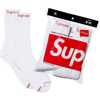 Supreme Hanes® Crew Socks (4 Pack) Socks White | AU104FM