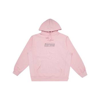 Supreme Kaws Chalk Real Hoodie Pink | AU525LH