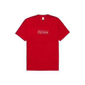 Supreme Kaws Chalk T Shirts Red | AU207DN
