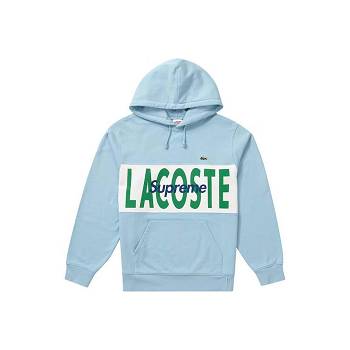 Supreme LACOSTE Logo Panel Hooded Sweatshirts Blue | AU275EX