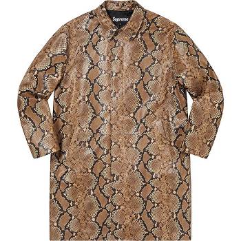 Supreme Leather Snake Trench Jackets Brown | AU462IS