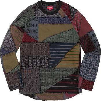 Supreme Patchwork Jacquard L/S Top Sweaters Black / Multicolor | AU335AP