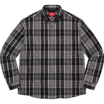 Supreme Pullover Plaid Flannel Shirts Black | AU389DN