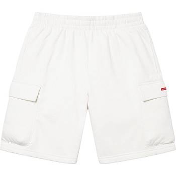 Supreme Small Box Baggy Cargo Sweat Shorts White | AU378WY