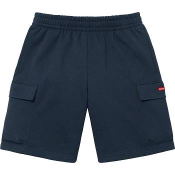 Supreme Small Box Baggy Cargo Sweat Shorts Navy | AU381TV
