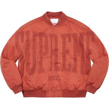 Supreme Washed Knockout Denim Varsity Jackets Red | AU448ZG