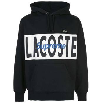 Supreme X Lacoste Logo Panel Hoodie Black | AU505NB